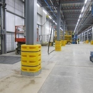 PolyWRAP Forklift Impact Skirt within a warehouse