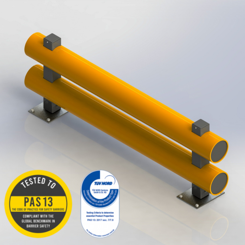 Polymer Double Bumper Barrier Render Safety Grey