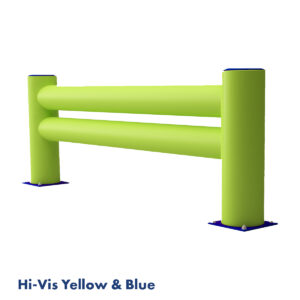 Double Rail End Of Aisle (Hi Vis Yellow & Blue) With Text