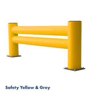 Double Rail End Of Aisle (Safety Yellow & Grey) With Text