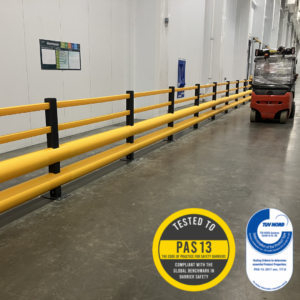 Polymer Double Bumper Pedestrian Barrier With TUV Nord And Forklift